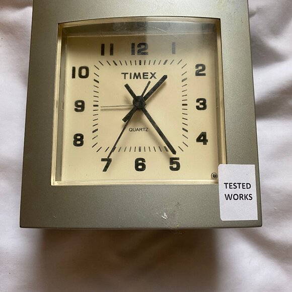Timex Alarm Clock Table Time Piece Quartz Silver, Cream and Black Color Working - Picture 5 of 5